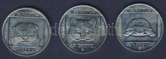 1985. 100Ft 3klf db "Természetvédelem - vadmacska, mocsári teknős, vidra" sor T:BU