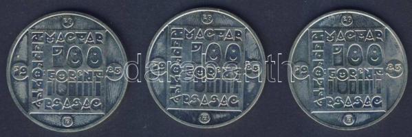 1985. 100Ft 3klf db "Természetvédelem - vadmacska, mocsári teknős, vidra" sor T:BU