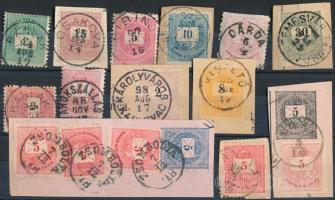 1874-1889 15 db krajcáros bélyeg olvasható / szép bélyegzésekkel stecklapon