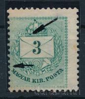 1881 3kr festékfoltokkal, látványosan elfogazva (foltok / spots)