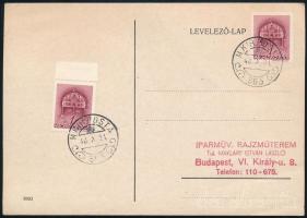 1940 Levelezőlap "M. KIR. POSTA 365" szükségbélyegzéssel