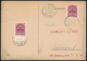 1940 Levelezőlap "M. KIR. POSTA 328" szükségbélyegzéssel