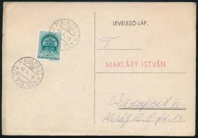 1940 Levelezőlap "M. KIR. POSTA 274" szükségbélyegzéssel