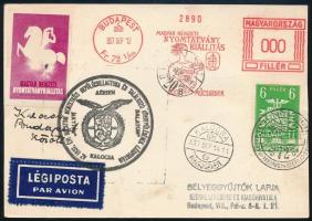 1937 Légi levelezőlap \"AZ 1937. ÉVI BALATON NEMZETKOZI REPÜLŐCSILLAGTÚRA ÉS TALÁLKOZO KÖRREPÜLÉSÉNEK LÉGIPOSTÁJA\" / Airmail postcard