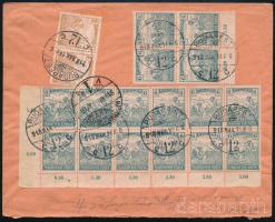 1918 Expressz ajánlott levél 18 db bélyeggel Budapestről Marosvásárhelyre / Express registered cover with 18 stamps