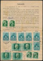 1939-1943 Meghatalmazás 14 db bélyeggel, "VANYOLA" postaügynökségi bélyegzésekkel / Authorisation form with 14 stamps and postal agency postmarks