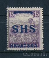 SHS 1918 Fehérszámú Arató 15f Bodor vizsgálójellel (16.000)