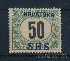 SHS 1918 Portó 50f VIIa vízjellel, Bodor vizsgálójellel (80.000) (gumihiba / gum disturbance)