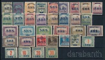 SHS 1918 34 klf bélyeg Bodor vizsgálójellel, közte látványosan elcsúszott felülnyomások