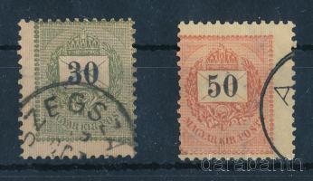 1889 Elektrotip 30kr és 50kr erősen eltolódott fogazással