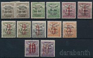 Nyugat-Magyarország VI. 1921 13 klf bélyeg Bodor vizsgálójellel, közte teljes sor (7.100)