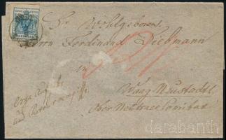 1850 Levél 9kr bérmentesítéssel, átmenő bélyegzéssel, "GYULA" - "VÁG:ÚJHELY"