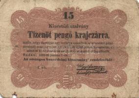 1849. 15Kr "Budán" után vesszővel! T:III-