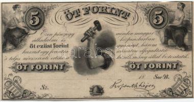 1852. "Philadelphia-i Kossuth-bankó" 5Ft "B" T:I