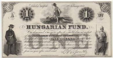 Emigrációs Kossuth-bankó 1852. 1$ "A3" próbanyomat sorszám nélkül! T:I R!