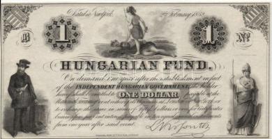 Emigrációs Kossuth-bankó 1852. 1$ "B3" próbanyomat sorszám nélkül! T:I R!