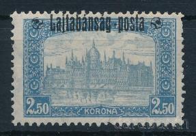 Nyugat-Magyarország III. 1921 Parlament 2,50K próbanyomat, Bodor vizsgálójellel