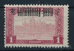 Nyugat-Magyarország III. 1921 Parlament 1K kettős felülnyomással, Bodor vizsgálójellel