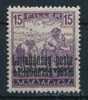 Nyugat-Magyarország III. 1921 Arató 15f kettős felülnyomással, Bodor vizsgálójellel
