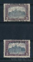 Nyugat-Magyarország III. 1921 Parlament 3K nagyon látványosan eltolódott felülnyomással, Bodor vizsgálójellel + támpéldány