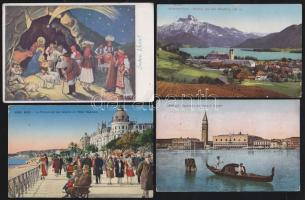 45 db külföldi városképes és vegyes motívumlap, főleg háború előtti anyag, benne szovjet hanglemezes üdvözlőkártya