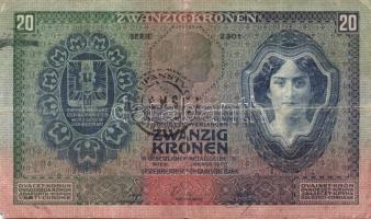 1907. 20K "SHS" (Szerb-Horvát-Szlovén) lebélyegzéssel! T:III R!