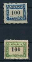 Nyugat-Magyarország VII. 1921 Portó 100f eltérő kék színárnyalatban + támpéldány, mindkettő Bodor vizsgálójellel