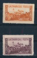 Nyugat-Magyarország VII. 1921 50K eltérő narancssárga színárnyalatban + támpéldány, mindkettő Bodor vizsgálójellel