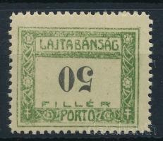 Nyugat-Magyarország VII. 1921 Portó 50f fordított értékszámmal, Bodor vizsgálójellel