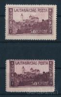 Nyugat-Magyarország VII. 1921 50K nagy fehér folt a templom fölött lemezhibával, Bodor vizsgálójellel