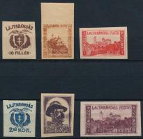 Nyugat-Magyarország VII. 1921 6 klf vágott bélyeg Bodor vizsgálójellel