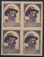 Nyugat-Magyarország VII. 1921 10K vágott négyestömb, Bodor vizsgálójellel (12.000)