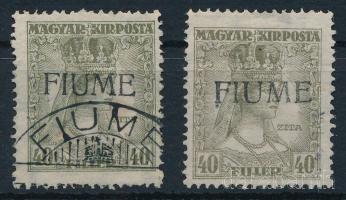 Fiume 1918 2 db Zita 50f H.II. és H.IV. felülnyomással, Bodor vizsgálójellel