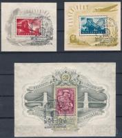 1948-1949 Lánchíd (I.) - (II.) - (III.) 3 klf blokk a III. blokk dekoratív elsőnapi alkalmi bélyegzésével