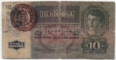 1915. 10K magyar és román lebélyegzéssel egyszerre! T:IV+ R!