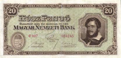 1926. 20P "MNB" vízjellel! T:restaurált RR!