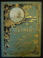 ~1910 Grüsse aus der Ferne képeslaptartó könyv, impozáns dombornyomott és aranyozott borítóval