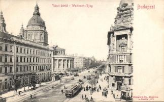 Budapest V. Váci körút a Pesti Biztosító Intézet épületével és Weissmayer Fuvarleveleket Felülvizsgáló irodájával