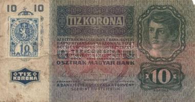 1913. 20K + 1915. 10K mindkettő csehszlovák bélyeggel T:III-/IV