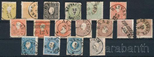 1858 16 db bélyeg, közte teljes sor + Hírlapbélyeg, szép