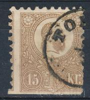 1871 Kőnyomat 15kr elfogazva, alul levágva