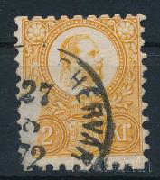 1871 Réznyomat 2kr sérülés a képoldalon bal oldalt, így felhasználva és lebélyegezve