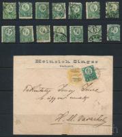 1871 Réznyomat 3kr összeállítás: 14 db bélyeg és 1 levél