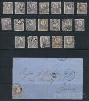 1871 Réznyomat 25kr összeállítás: 19 db bélyeg és 1 levél