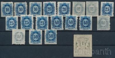 1874 Réznyomat távírda összeállítás stecklapon (néhány értéken rozsda / stain)