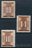 1951 Barnaportó 10f, 14f és 40f számvízjellel (rozsda / stain)
