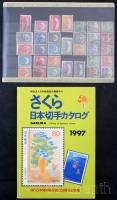100 db magyar bélyeg 3 stecklapon az 1910-1920-as évekből + Japán bélyegkatalógus, Sakura 1997