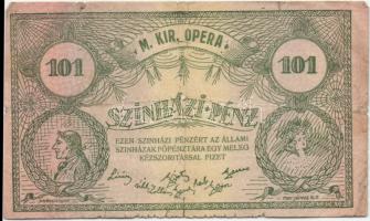 Magyar Királyi Opera színházi pénz (101) T:III-/IV+