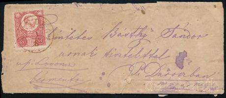 1873 Réznyomat 5kr levélen \"VENDÉGI\" (Gudlin 500 pont) - P. Darócz