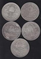 Ausztria 1893-1915. 1K Ag (5x) 5klf évszámmal, benne "Jubileum" T:2,3